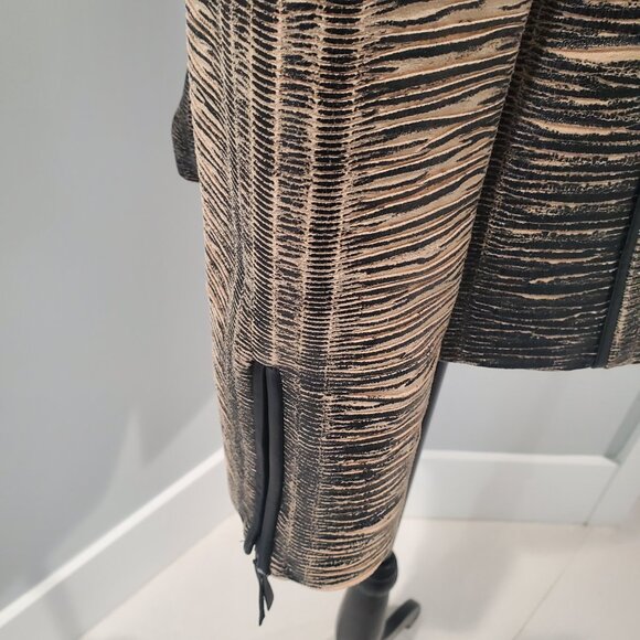 Unique Faux Leather Black & Tan Snake Skin Pattern Zippered Jacket  size 8 - Picture 7 of 9
